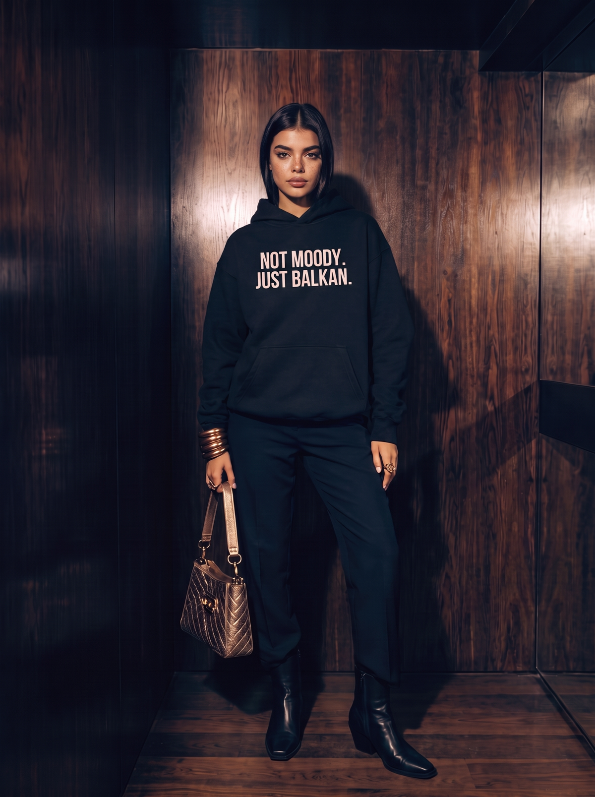 NOT MOODY. JUST BALKAN. Oversized Hoodie